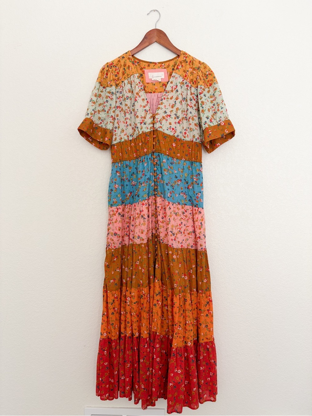 Anthropologie Multi-Color Tiered Floral Maxi Dress